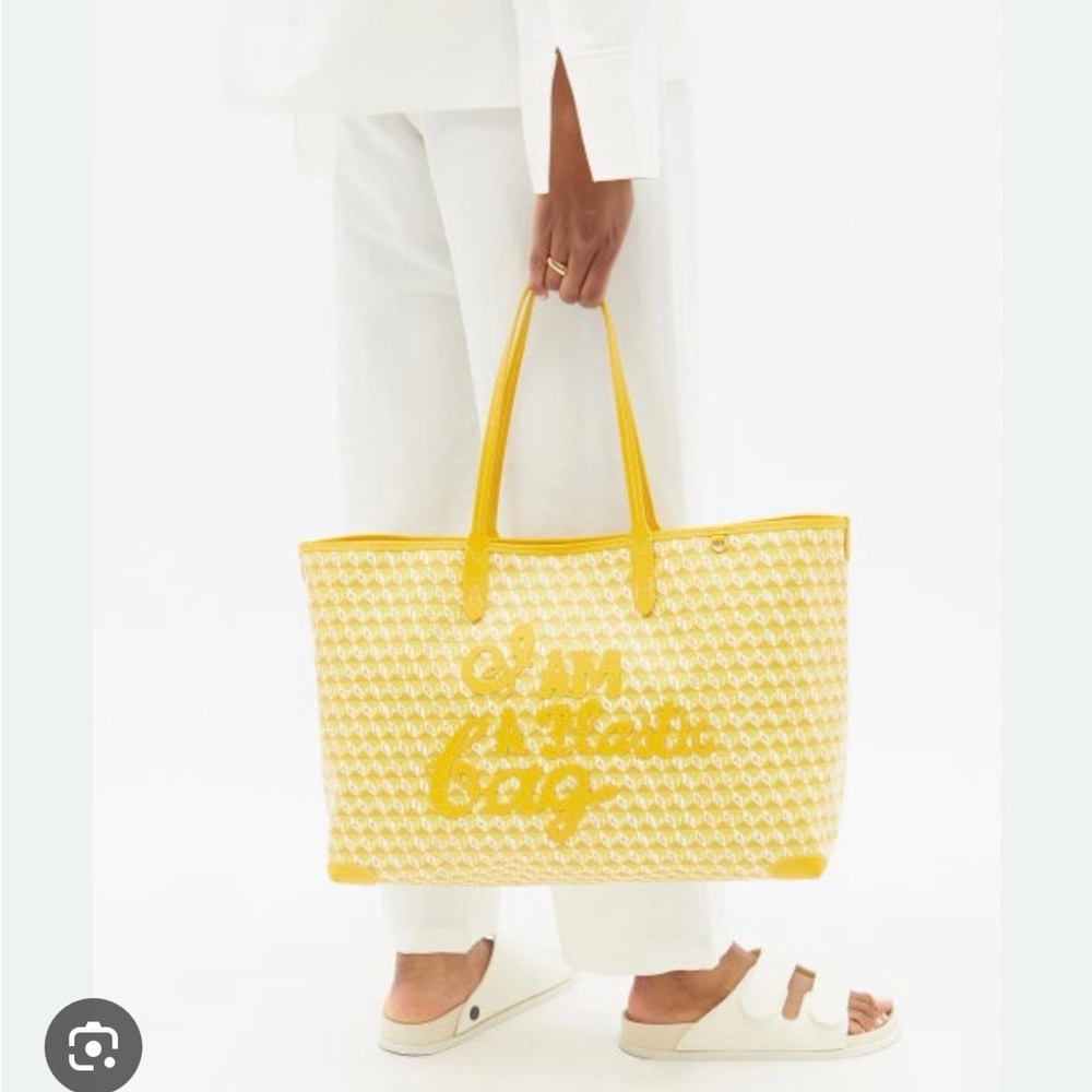 Anya Hindmarch I AM A Plastic Bag Tote Yellow Zippered NWT